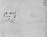 Half-Length Figure Sketch, Mather Brown (American, Boston, Massachusetts 1761–1831 London), Graphite on off-white laid paper, American
